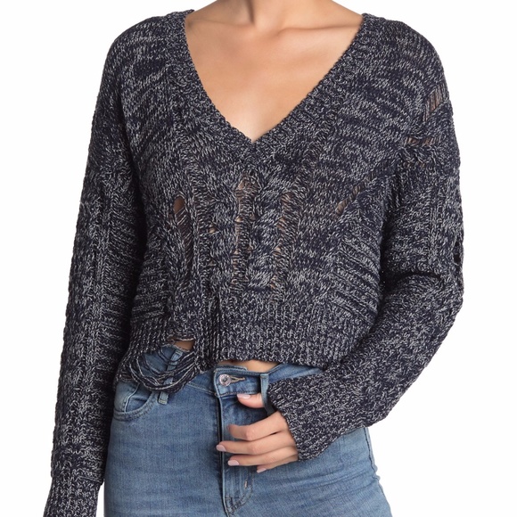 NWT $166 WILDFOX Nancy Blue Cable Knit Sweater in XS! - Picture 1 of 2